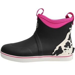 Buoy Boots Womens Size 7 Pink Cow Ankle Deck Waterproof Rain Slip Resistant